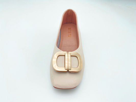 Wanita loafers nyaman putih dengan potongan rendah tumit rendah dengan kulit asli